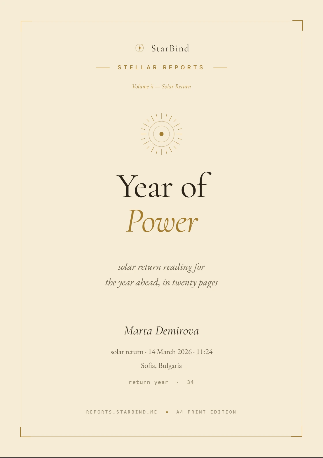 Year of Power — Solar Return Report — cover