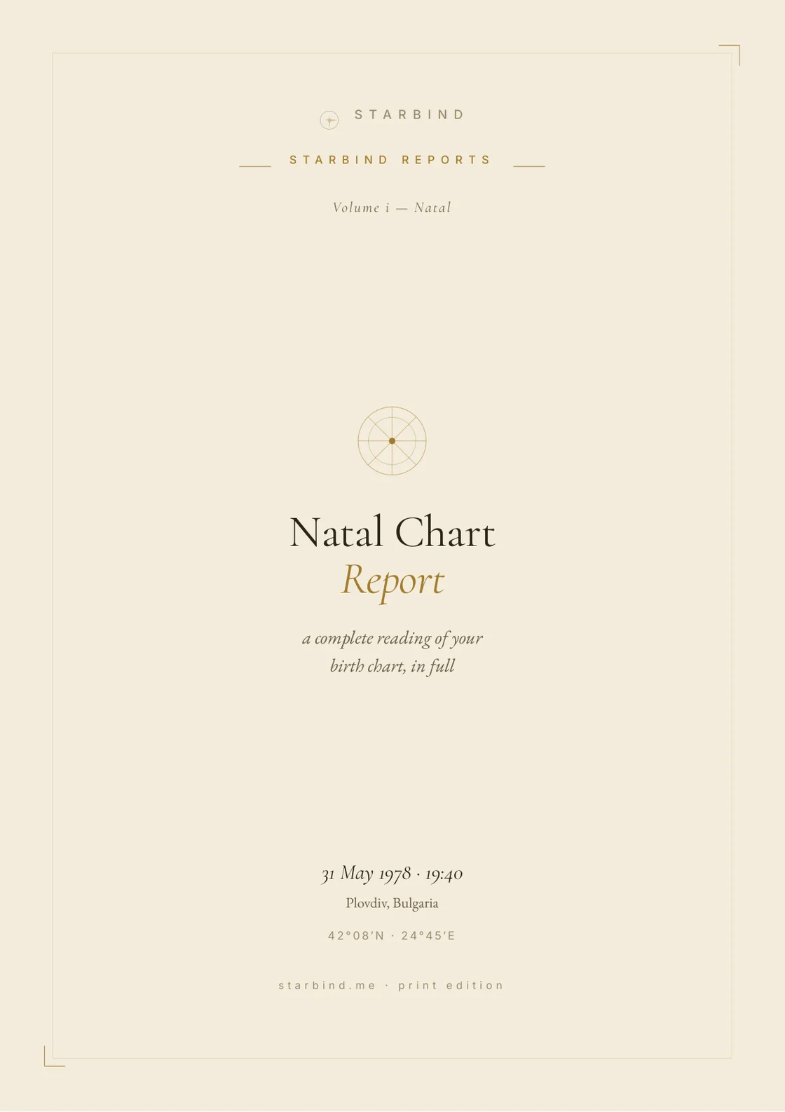 Natal Chart Report — cover
