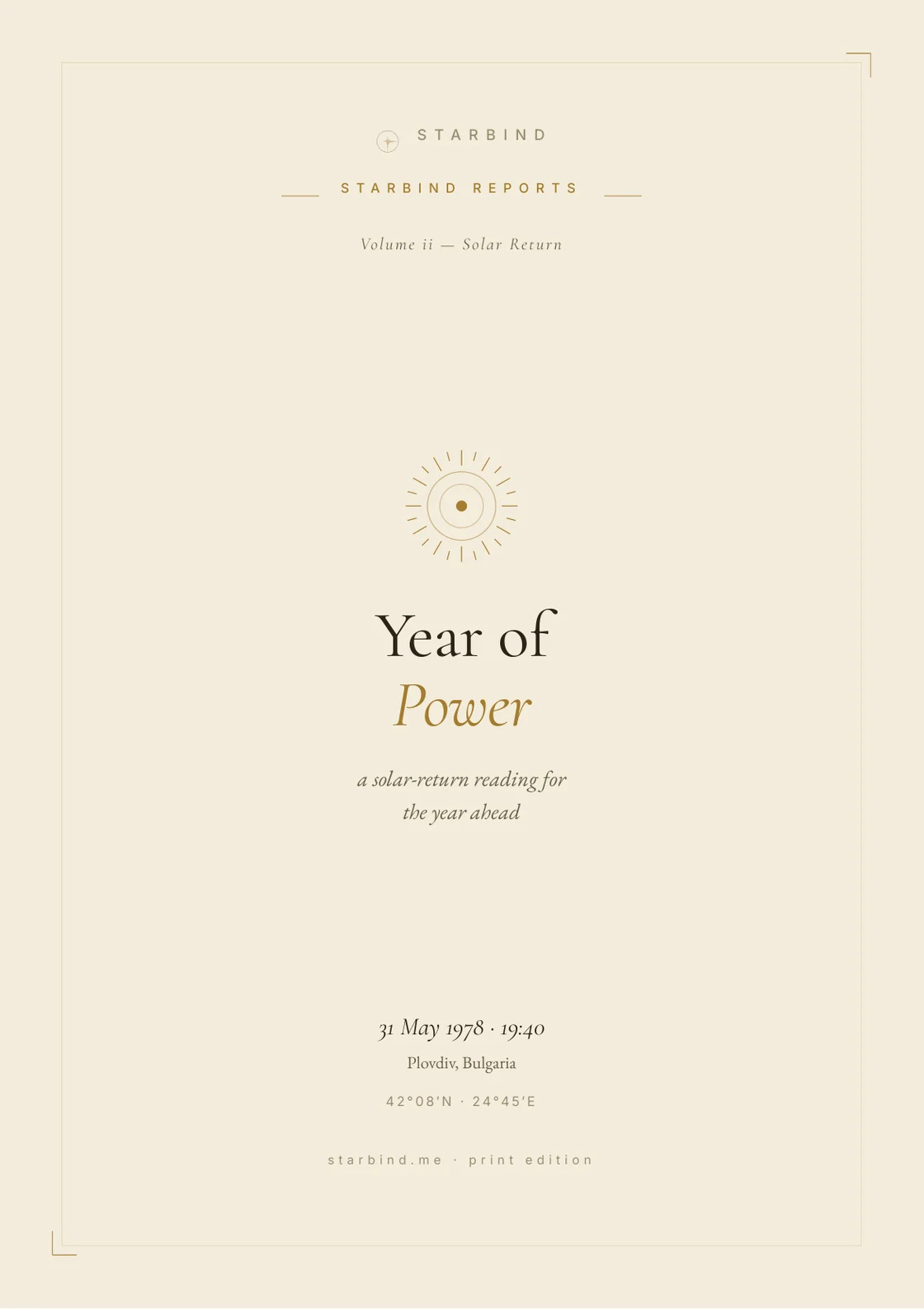Solar Return Report — cover