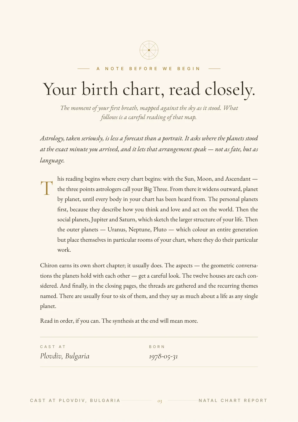 Natal Chart Report — sample page 2