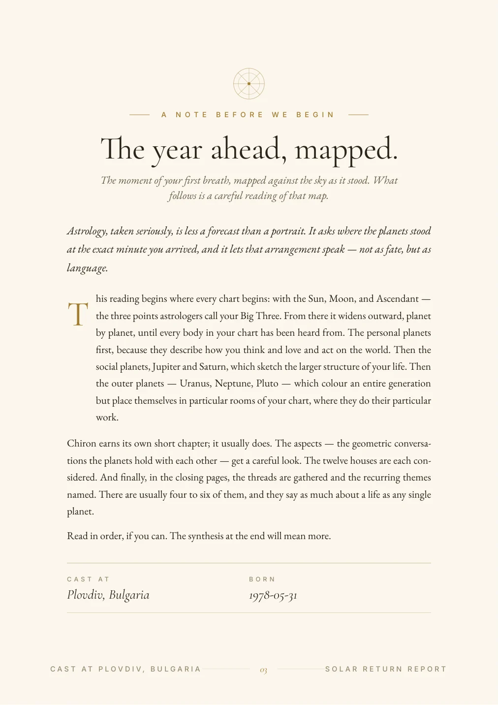 Solar Return Report — sample page 2