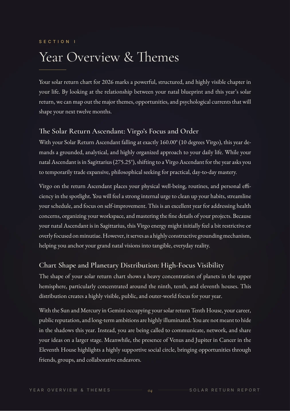 Solar Return Report — sample page 3