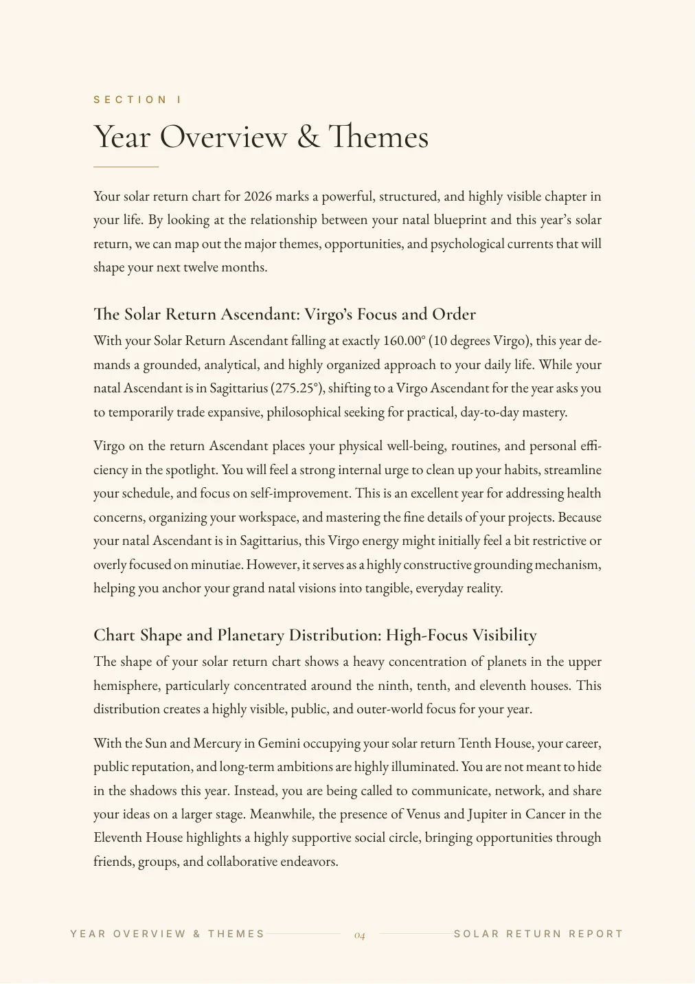 Solar Return Report — sample page 3