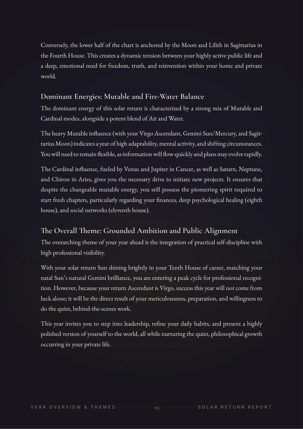 Solar Return Report — sample page 4