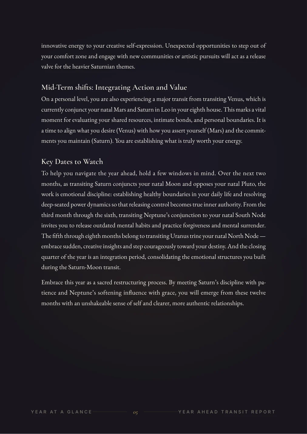 Year Ahead Overview — sample page 4