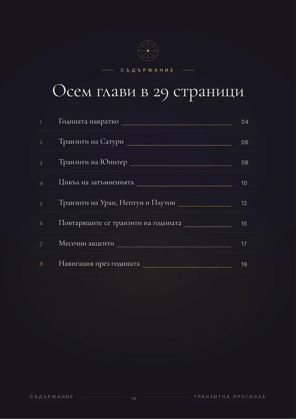 Годишен хороскоп: Примерна страница 1